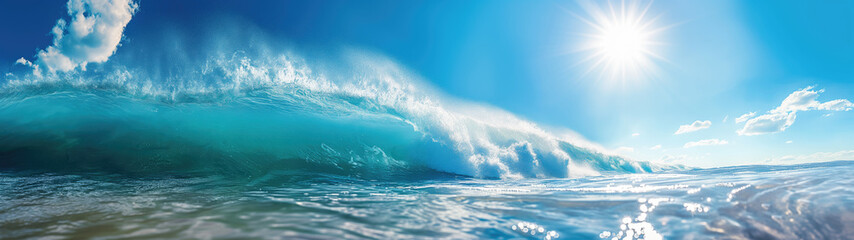 Fototapeta na wymiar Big ocean wave on a rocky shore.