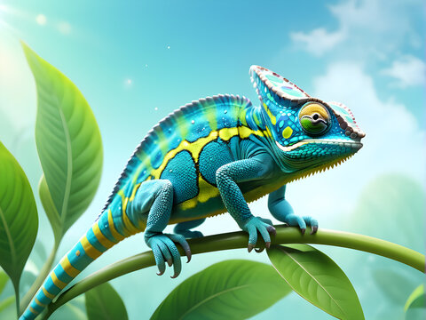 macro photography multi-colored chameleon
