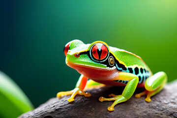 close up frog with red eyes agalychnis callidryasfromon a natural background