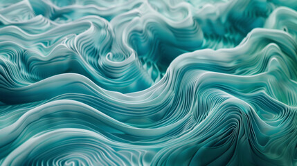An intricate pattern of swirling, symmetrical lines in shades of blue and green