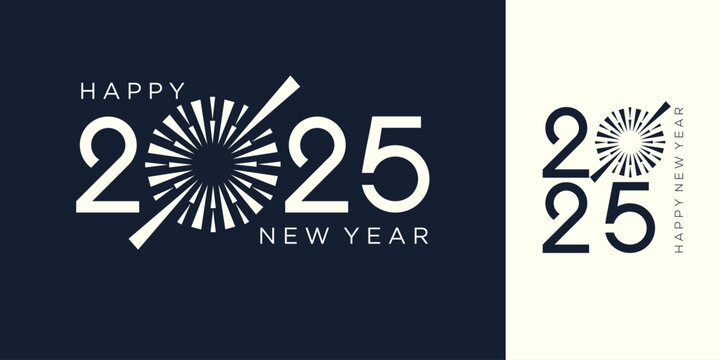 2025 Happy New Year design vector. fireworks and trendy new year 2025 logo design template.