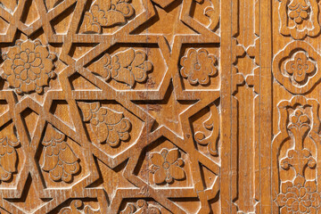 Arabic pattern, background texture of an old wooden gate