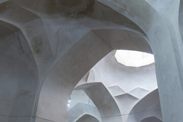 Ancient white interior details, Arabic style architecture