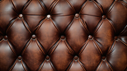Surface upholstered in natural brown leather.