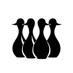Four bowling pins in a row - obrazy, fototapety, plakaty