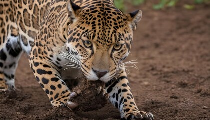 A Jaguar With Its Claws Digging Into The Earth