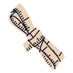 Tailor's tape measure. Flat illustration of sewing tool of dressmaker isolated on white background. Tailor measuring tape, item for tailoring, needlework. Vector illustration