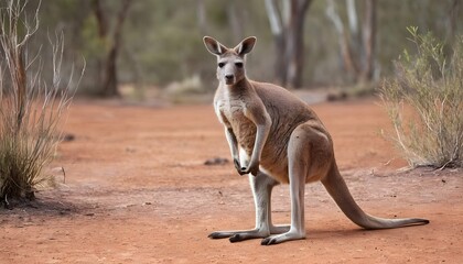 A Kangaroo With Its Eyes Scanning The Terrain