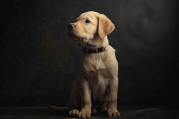 Adorable champagne labrador puppy, closeup shot.