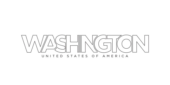 Washington, USA typography slogan design. America logo with graphic city lettering for print and web.