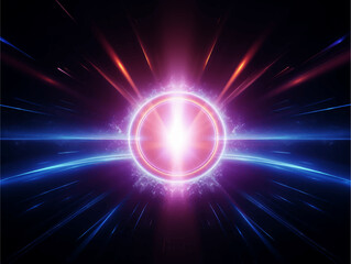 Digital colorful light trails, lens flare neon light isolated on black background for motion graphic or overlay digital business background