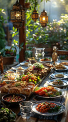 Fototapeta premium Food for celebrating the end of Ramadan and the holiday of breaking the fast in Islam and Iftar.