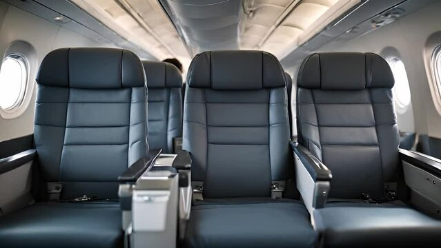 Airplane seats on a plane.