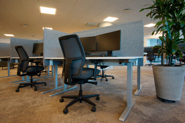 Empty Office Interior With Chairs and table