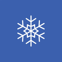 snowflake icon, on blue background. editable stroke.