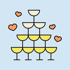 Wedding pyramid from glasses isolated vector icon - 779174591