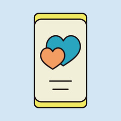 Smartphone with two hearts on the screen icon - 779174777
