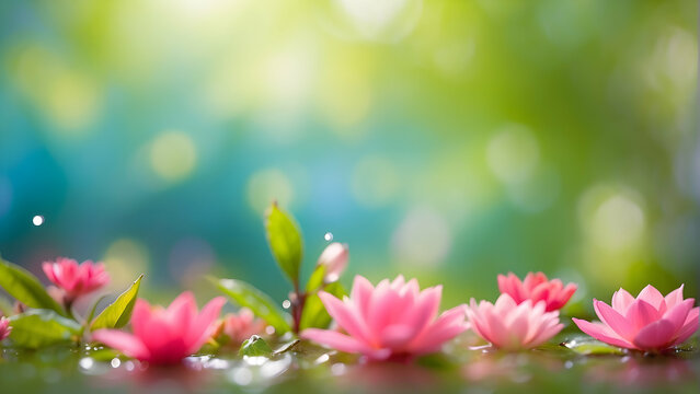 Lotus flowers rise above the water, representing purity and enlightenment in the gentle embrace of spring