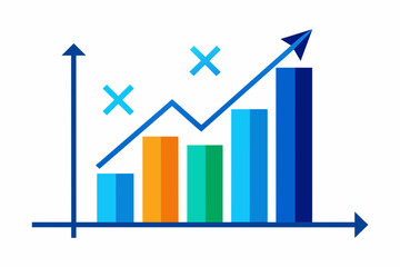 growth chart with x and y axes in blue tones vector illustration