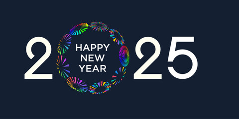 2025 Happy New Year design vector. colorful fireworks and trendy new year 2025 logo design template.