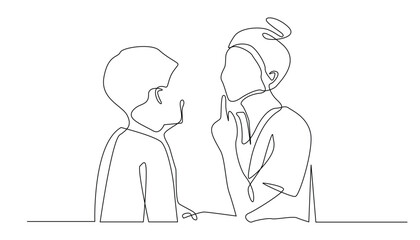 continuous line speech therapy.portrait of a mother giving speech therapy to her child one line drawing.training speech disorders in children single line