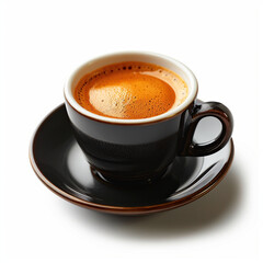 Fototapeta premium Hot Coffee in Steaming Cup with Coffee Beans Scattered Around