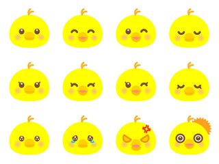 かわいいヒヨコの喜怒哀楽アイコンイラスト素材セット2 © kiko