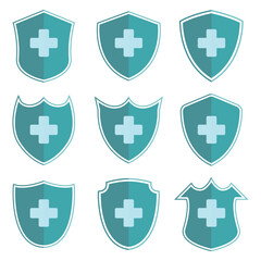 Collection of health protection shields in different shapes