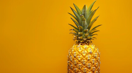 Pineapple on a vibrant background - tropical fruit's freshness