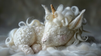 little white unicorn is sleeping