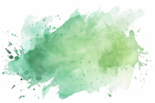 Soft pastel green watercolor splash, flat style, transparent on white background. Perfect for adding a serene, organic touch to digital designs and presentations.