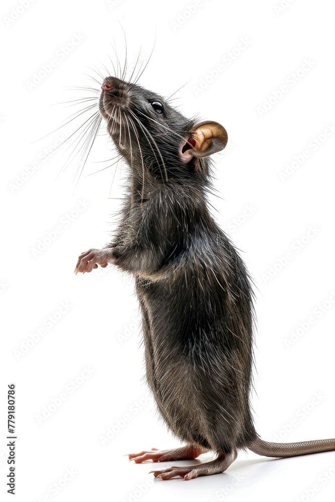 Poster a small rat standing on its hind legs. suitable for various projects