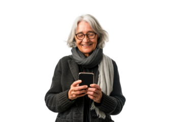 Senior Woman Using Smartphone Smiling