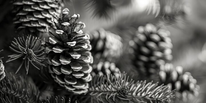 A cluster of pine cones hanging from a tree. Perfect for nature-themed designs