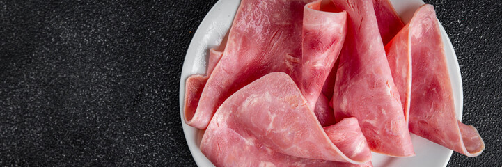 ham slice pork fresh meat food tasty eating cooking appetizer meal food snack on the table copy...