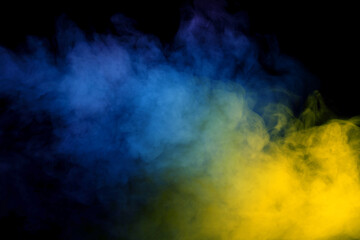 Yellow steam on a black background.