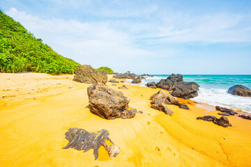 Summer quiet beach at Yanzi Cave, Qinwan, Wanning Mountain, Hainan, China