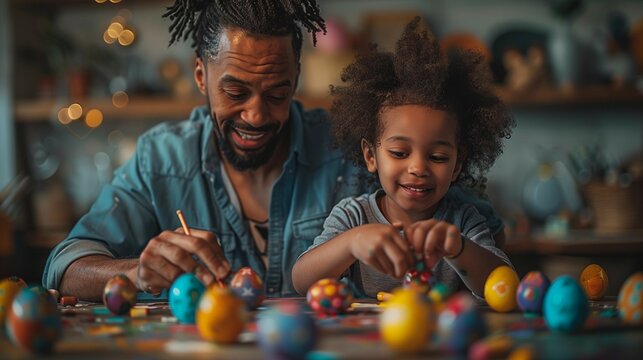 Family Fun: Decorating Easter Eggs Together, generative ai