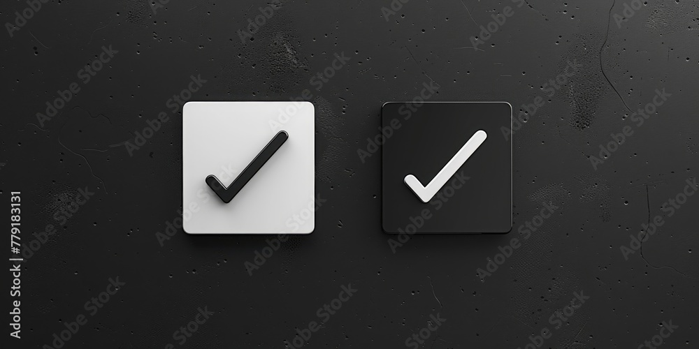 Poster a black and white sign featuring a check mark symbol. suitable for various design projects