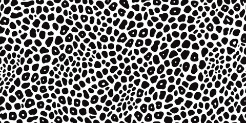 Abstract black and white pattern with small dots in the form of snake skin texture - obrazy, fototapety, plakaty