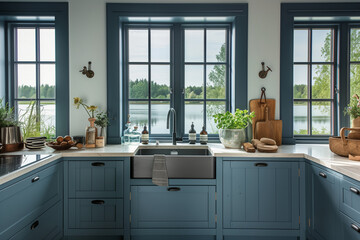 kitchen with a view on a lake in style of danish minimalism (2)