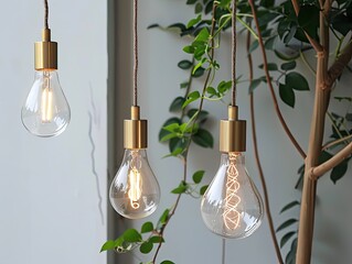 beautiful hanging light bulb lamp casts a soft, inviting glow, adding warmth and ambiance to any space. Its elegant design features a sleek bulb suspended from a delicate wire or chain,