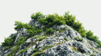 A mountain goat standing on top of a rocky hill. Ideal for outdoor and wildlife-themed projects - Powered by Adobe