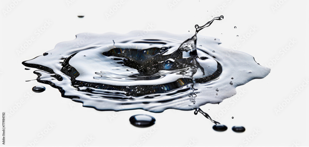 Poster close-up photo of a single water droplet in black and white. suitable for various design projects