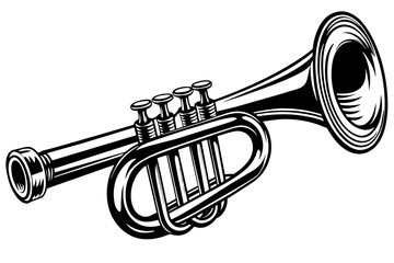 trumpet silhouette vector illustration - obrazy, fototapety, plakaty