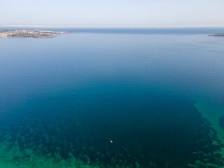 Aerial view of Gradina Beach near town of Sozopol, Bulgaria