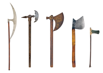 Old ancient axe set isolated
