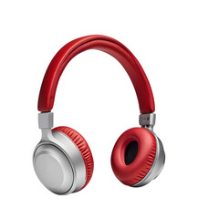 Wireless On-Ear Headphones - Red Illustration Art Transparent Background Generative AI
