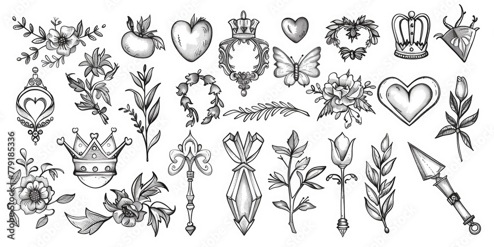 Aufkleber collection of different designs on a plain white background. suitable for various creative projects