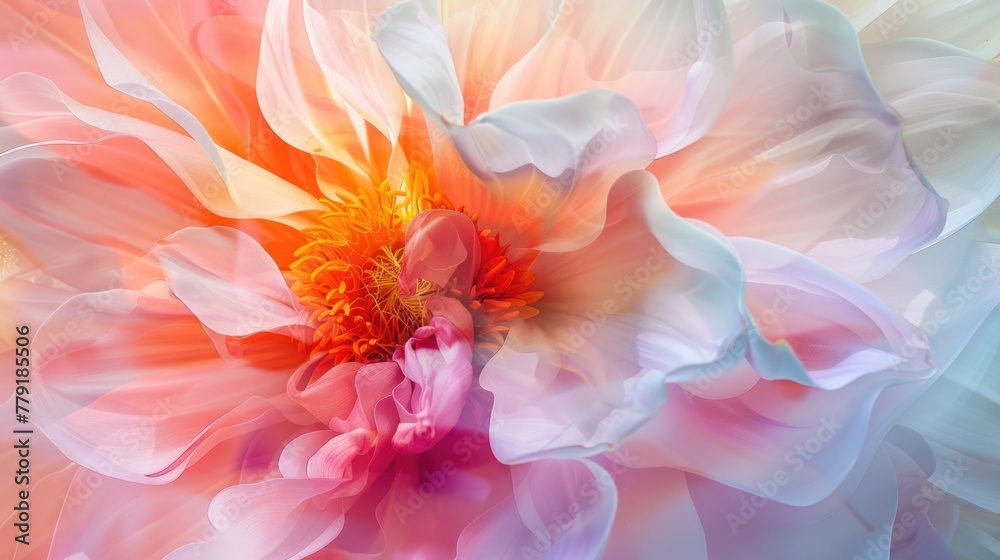 Poster a detailed view of a pink and white flower. ideal for botanical projects